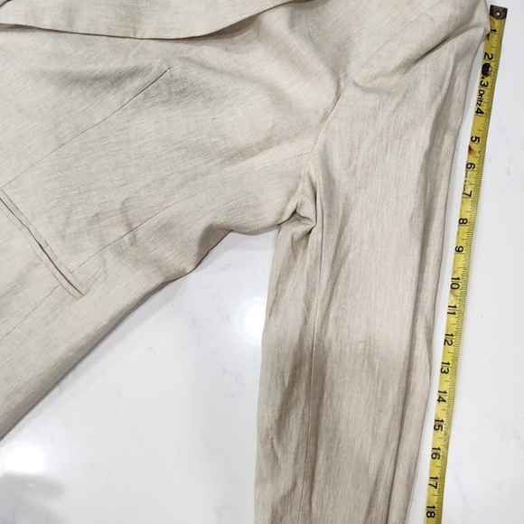 J.Crew Linen Cotton Holland Blazer Womens 16 Crosshatch Beige Jacket AL221 - Picture 5 of 7